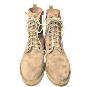 Unilady 8.5 Brown Suede Women's Combat Boots 8 1/2 Shoes Lace Up